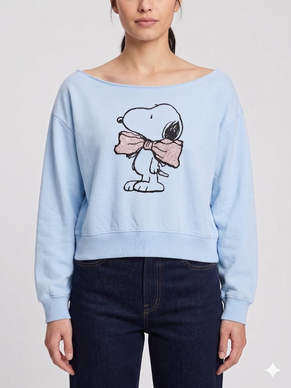 Peanuts Worldwide Snoopy Graphic Fleece Pullover Blue Sweatshirt L